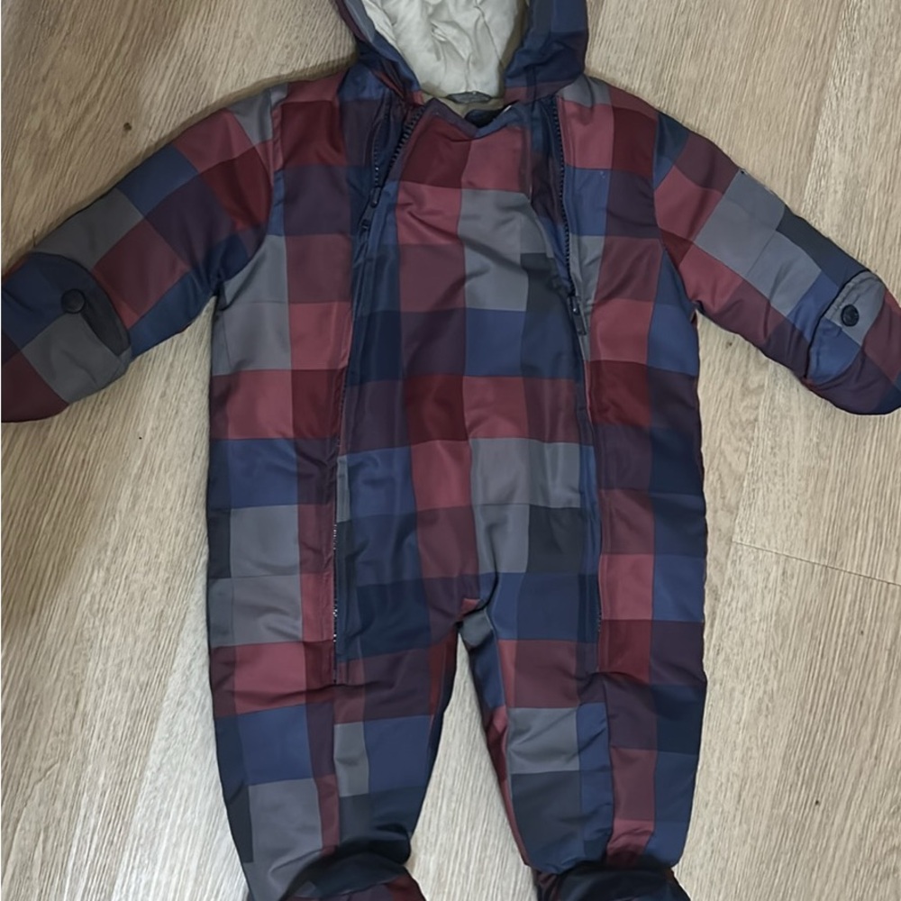 Plaid Hooded Baby Snowsuit